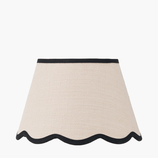 Tabitha 25cm Cream Jute Scalloped Edge Tapered Lamp Shade with Contrast Binding