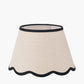 Tabitha 25cm Cream Jute Scalloped Edge Tapered Lamp Shade with Contrast Binding