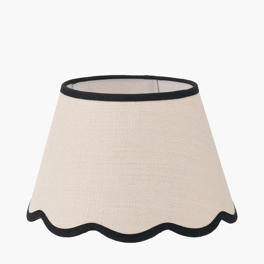 Tabitha 25cm Cream Jute Scalloped Edge Tapered Lamp Shade with Contrast Binding