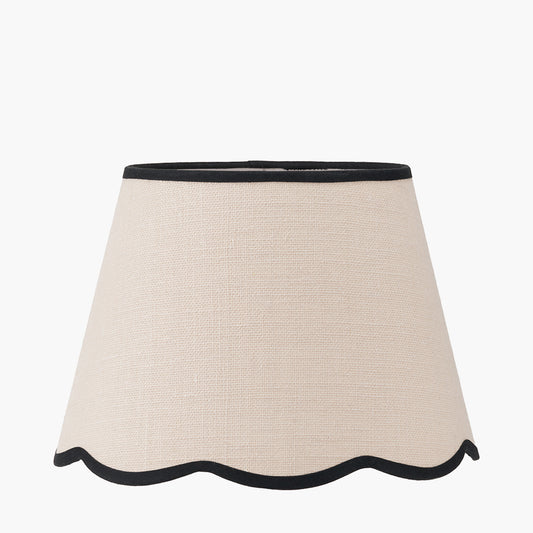 Tabitha 35cm Cream Jute Scalloped Edge Tapered Lamp Shade with Contrast Binding