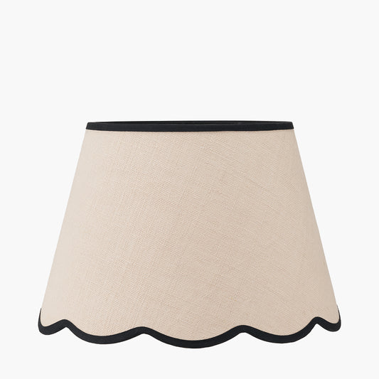 Tabitha 40cm Cream Jute Scalloped Edge Tapered Lampshade with Black Binding