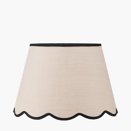 Tabitha 45cm Cream Jute Scalloped Edge Tapered Lamp Shade with Contrast Binding