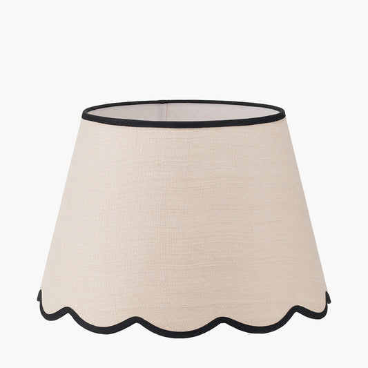 Tabitha 45cm Cream Jute Scalloped Edge Tapered Lamp Shade with Contrast Binding