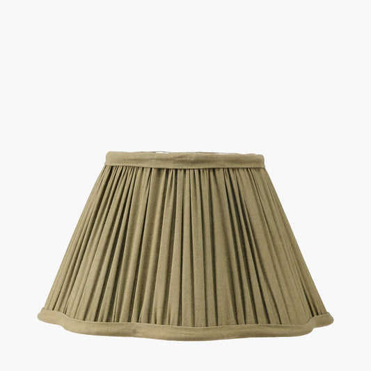 Malia 25cm Olive Green Mushroom Pleat Scalloped Tapered Lamp Shade