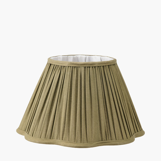 Malia 30cm Olive Green Mushroom Pleat Scalloped Tapered Lamp Shade