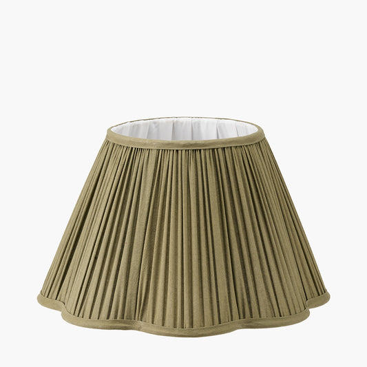Malia 35cm Olive Green Mushroom Pleat Scalloped Tapered Lamp Shade