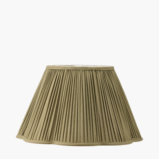 Malia 40cm Olive Green Mushroom Pleat Scalloped Tapered Lamp Shade