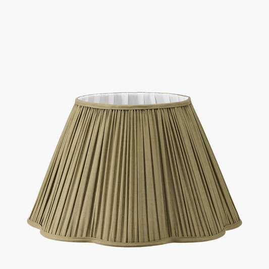 Malia 45cm Olive Green Mushroom Pleat Scalloped Tapered Lamp Shade