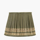 Samaira 30cm Olive Silk Border Print Mushroom Pleat Tapered Lampshade