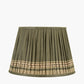 Samaira 35cm Olive Silk Border Print Mushroom Pleat Tapered Lampshade