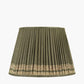 Samaira 45cm Olive Silk Border Print Mushroom Pleat Tapered Lampshade