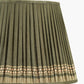 Samaira 45cm Olive Silk Border Print Mushroom Pleat Tapered Lampshade
