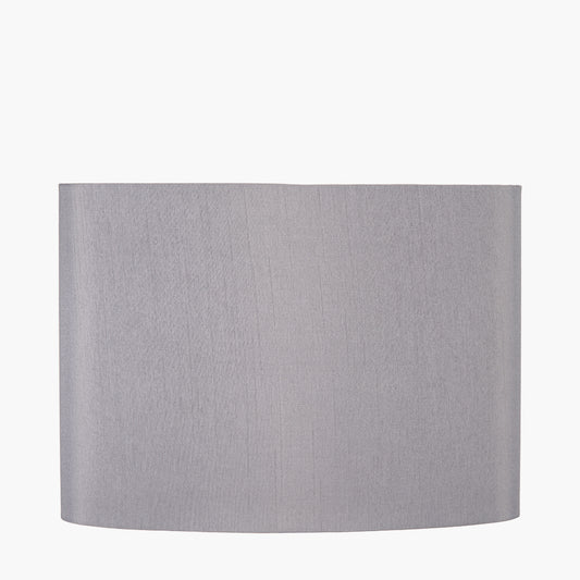 Mia 30cm Steel Grey Oval Silk Mix Lampshade