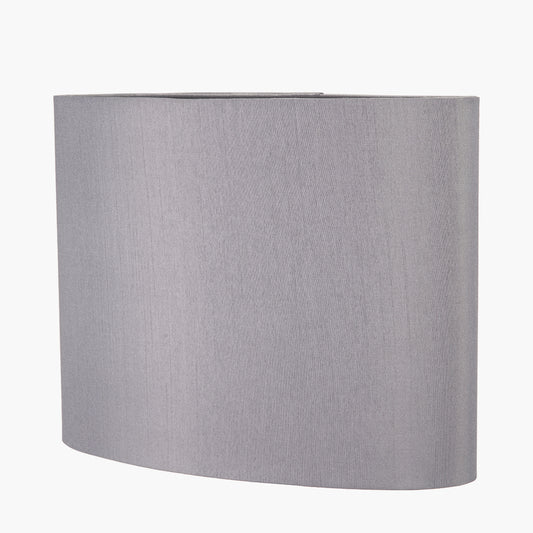 Mia 30cm Steel Grey Oval Silk Mix Lampshade