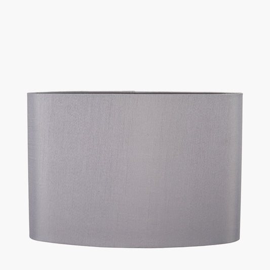 Mia 35cm Steel Grey Oval Silk Mix Lampshade