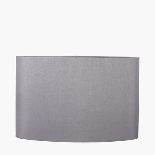 Mia 40cm Steel Grey Oval Silk Mix Lampshade