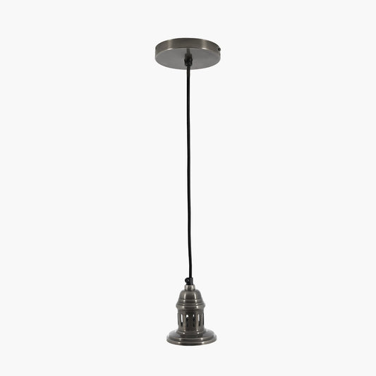 Dark Antique Silver Metal Electrical Ceiling Fitting for Caf�� and Dome Pendants