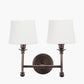 Piero Antique Bronze Metal Double Wall Light with Pelham 15cm White Handloom Tapered Candle Clip Lampshades