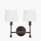 Piero Antique Bronze Metal Double Wall Light with Pelham 15cm White Handloom Tapered Candle Clip Lampshades