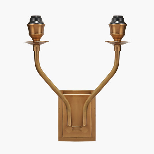Tatiana Antique Brass Metal Double Wall Light with Vienna 16cm Taupe Chevron Mushroom Pleat Lampshade