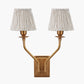 Tatiana Antique Brass Metal Double Wall Light with Thiago 16cm Natural Stripe Mushroom Pleat Tapered Lampshade