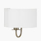 Seraphine Matt Antique Brass Metal and White Cotton Mix Scallop Half Shaded Wall Light