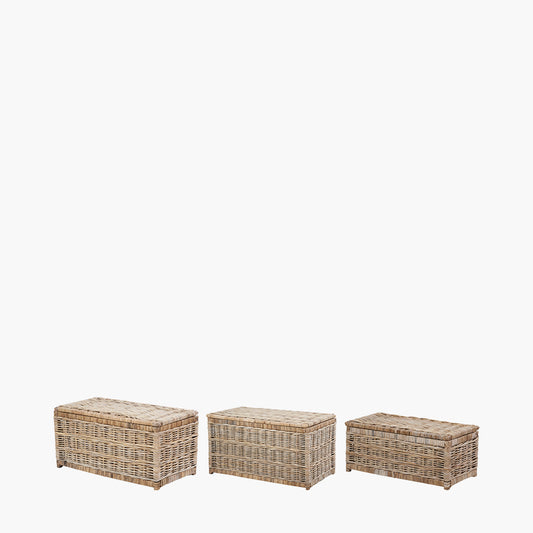 Tobs S/3 Grey Kubu Rattan Basket Chests