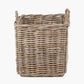 Tobs S/4 Grey Kubu Rattan Square Log Baskets