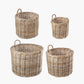 Tobs S/4 Grey Kubu Rattan Round Log Baskets
