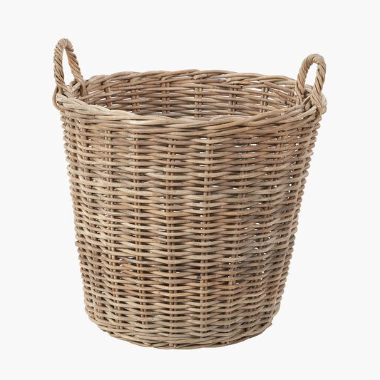 Tobs Grey Kubu Rattan Tall Round Storage Basket