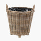 Tobs Indoor Outdoor Grey Kubu Rattan Round Basket Planter with Handles