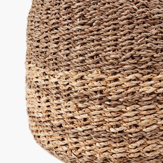Tobs S/3 2-Tone Seagrass and Palm Leaf Natural Round Baskets