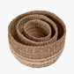 Tobs S/3 2-Tone Seagrass and Palm Leaf Natural Round Baskets