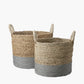 Tobs S/2 Banana Leaf Two Tone Natural and Grey Baskets