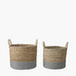 Tobs S/2 Banana Leaf Two Tone Natural and Grey Baskets