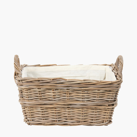 Tobs Grey Kubu Rectangular Handled Laundry Basket