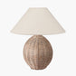 Raffles Large Rattan Cream Wash Table Lamp Base with Harley 45cm Slubby Hopsack Empire Lampshade