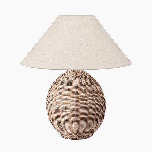 Raffles Large Rattan Cream Wash Table Lamp Base with Harley 45cm Slubby Hopsack Empire Lampshade
