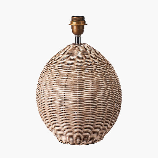 Raffles Large Rattan Cream Wash Table Lamp Base with Amelia 40cm Natural Linen Hard Pleat Tapered Lampshade