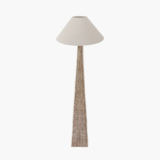 Seacomb Rattan Pyramid Floor Lamp Base with Harley 50cm Slubby Hopsack Empire Lampshade