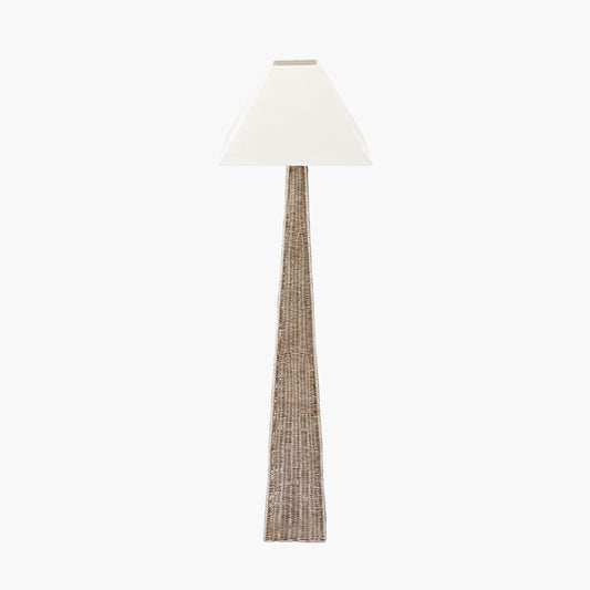 Seacomb Rattan Pyramid Floor Lamp Base with Pyramid 48cm Cream Cotton Tapered Square Lampshade