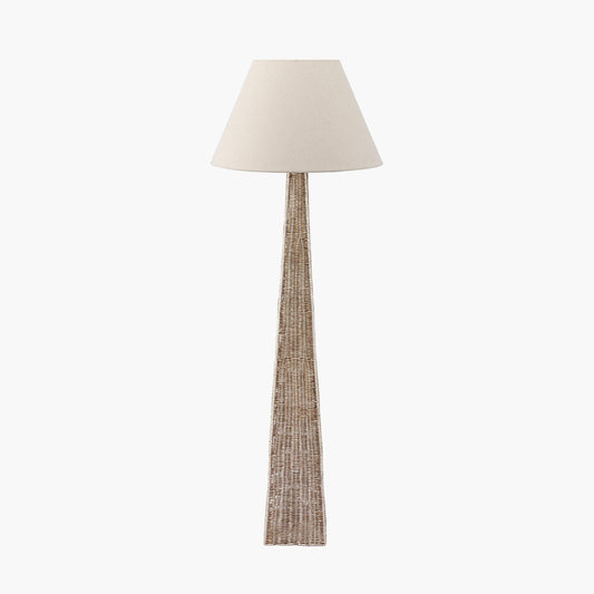 Seacomb Rattan Pyramid Floor Lamp Base with Seychelles 45cm Cream Slubby Cotton Empire Lampshade