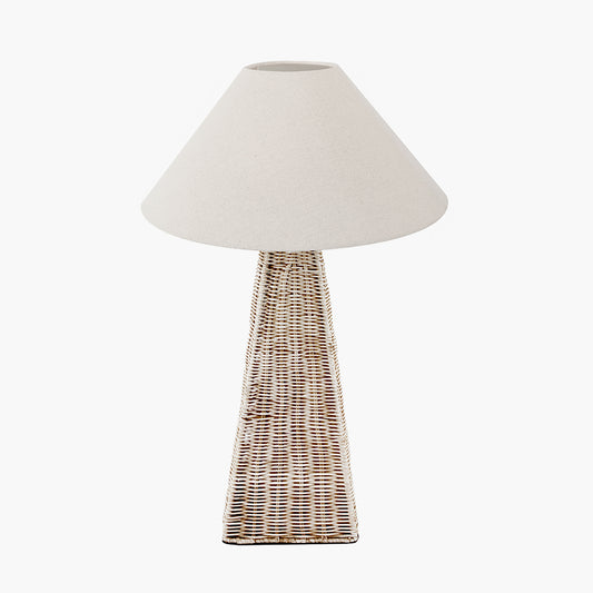 Seacomb Rattan Pyramid Table Lamp Base with Harley 40cm Slubby Hopsack Empire Lampshade