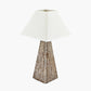 Seacomb Rattan Pyramid Table Lamp Base with Pyramid 35cm Cream Cotton Tapered Square Lampshade