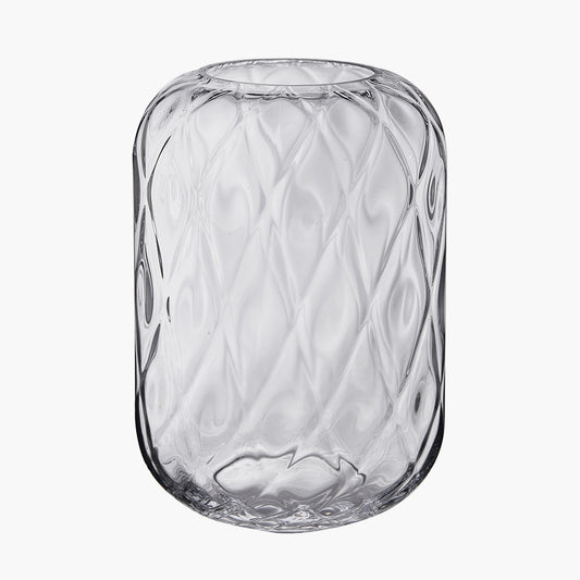 Clear Glass Diamond Optic Vase Large