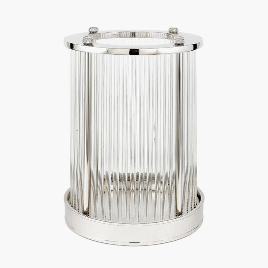 Silver Metal and Clear Glass Rod Hurricane Large