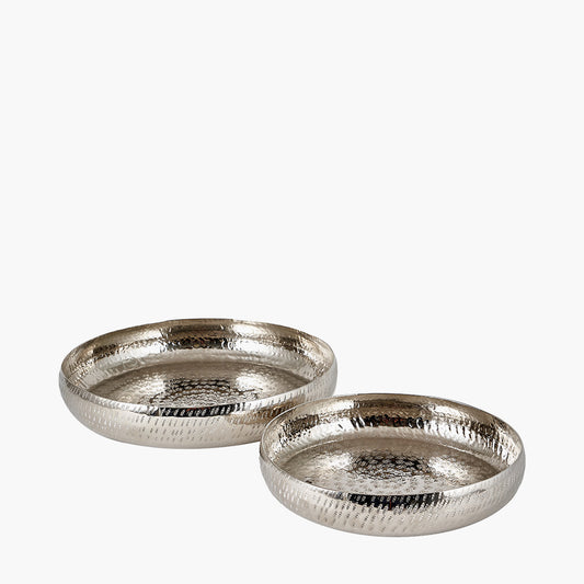 S/2 Silver Hammered Metal Bowls