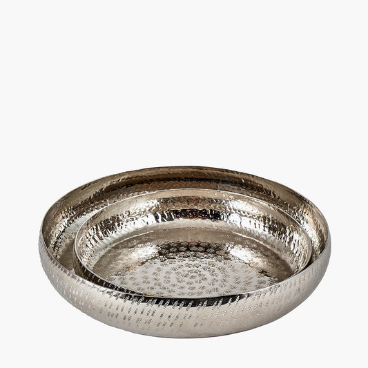 S/2 Silver Hammered Metal Bowls