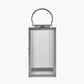 Silver Metal and Ribbed Glass Lantern Large