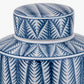 Samara Blue and White Ceramic Aztec Design Lidded Ginger Jar